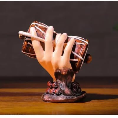 Shivji Idol for Car Dashboard, Home Temple & Office Desk | Compact Resin Mahadev Murti for Puja Room, Table Decor & Spiritual Gift | Small Lord Shiva Statue (Brown Holding Damru)