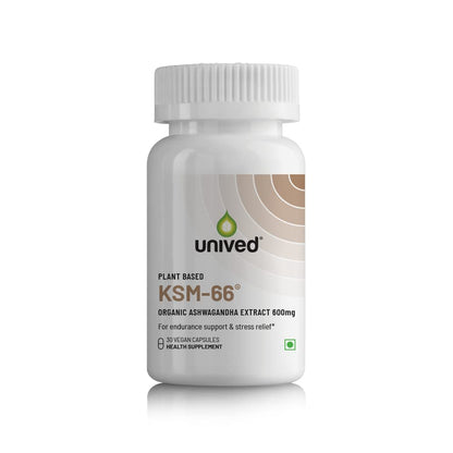 Zephivo Unived KSM-66 Ashwagandha | 600mg Vegan Full Spectrum Root Extract Standardized to 5% Withanolides | for Stress, Anxiety, Endurance, & Strength (30 Vegan Caps)
