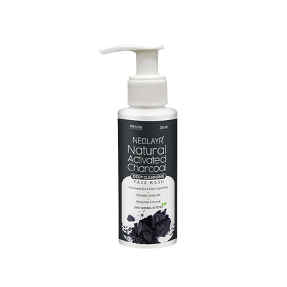 NEOLAYR Activated Charcoal Deep Cleansing Face Wash | Eliminates Dirt & Other Impurities | Removes Excess Oils - Added Moisturiser,200 ml