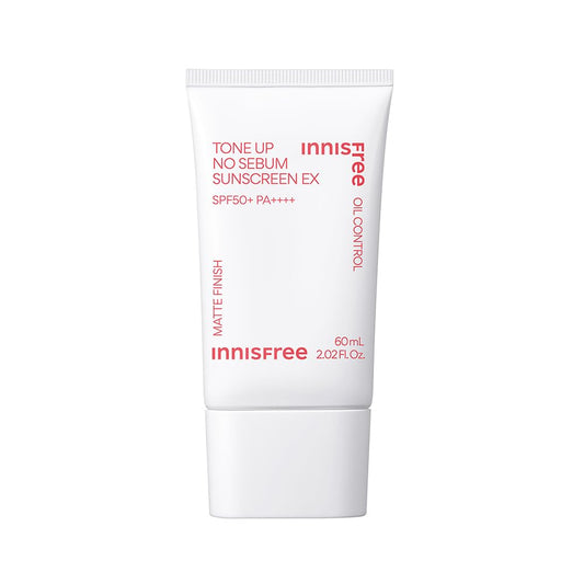 Innisfree sunscreen tube on a white background