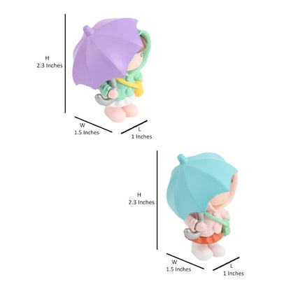 Cute Miniature Figurines Set Decorative Couple for Home Garden Decor Garden Miniature Cake Topper, Umbrella Couple