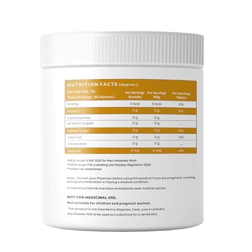 Nutrition facts label on a supplement container with a white background