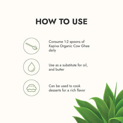 Kapiva 100% Organic Ghee - Good Fats For Healthy Heart - Keto Diet Friendly, 500 Ml