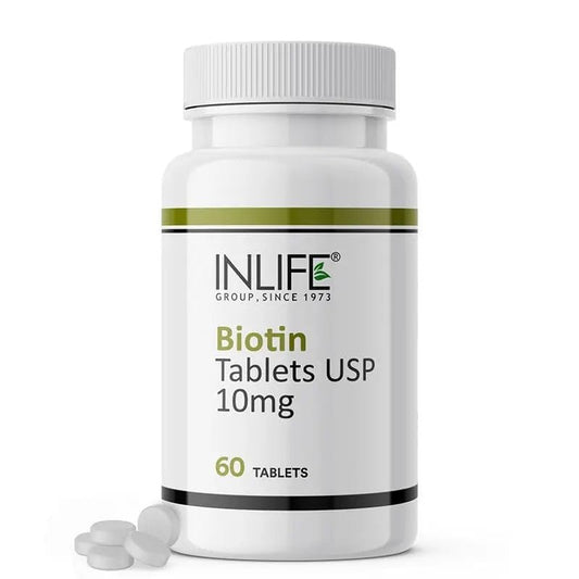 INLIFE Biotin 10000mcg Tablets Vitamin B7 for Hair Skin and Nails | Men and Women - 60 Tablets