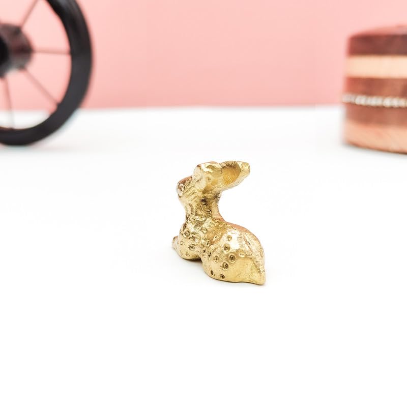 Brass Animal RABIT Sculpture Statue Handcrafted Decorative Showpiece Idol for Home, Office Decor (Size : 3cm | Weight : 26gm Approxe)