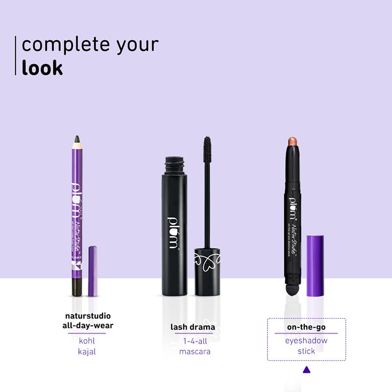 Plum NaturStudio on-the-go Eyeshadow Stick | Waterproof & Crease-proof | Highly Pigmented | With Smudger | Metallic Finish | 124 Forest Fling