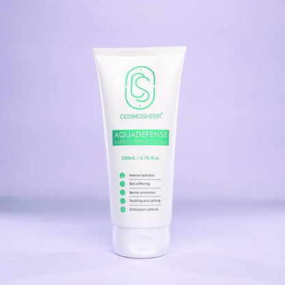 AquaDefense Barrier Repair Cream with Shea Butter, Glycerin & Vitamin E, 48-Hour Hydration & Skin Barrier Support, Lightweight Moisturizer for Dry & Sensitive Skin, 200 mL