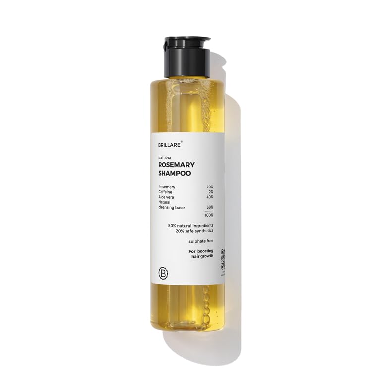 Brillare 20% Rosemary Shampoo with 2% Caffeine for Hair Growth & Hair Fall Control | Reduces Breakage, Retains Moisture & Strengthens Roots