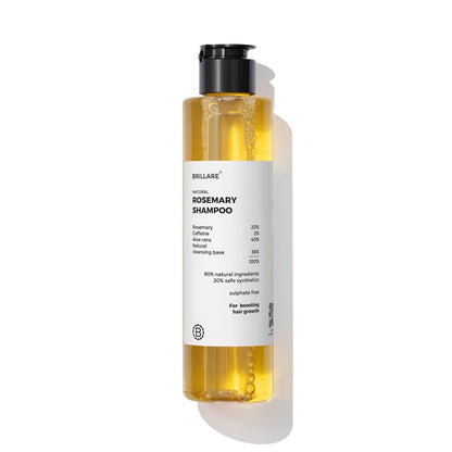 Brillare 20% Rosemary Shampoo with 2% Caffeine for Hair Growth & Hair Fall Control | Reduces Breakage, Retains Moisture & Strengthens Roots