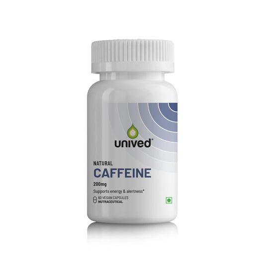 Zephivo Unived Natural Caffeine Capsules 200mg, for Energy & Alertness, 60 Vegan Capsules
