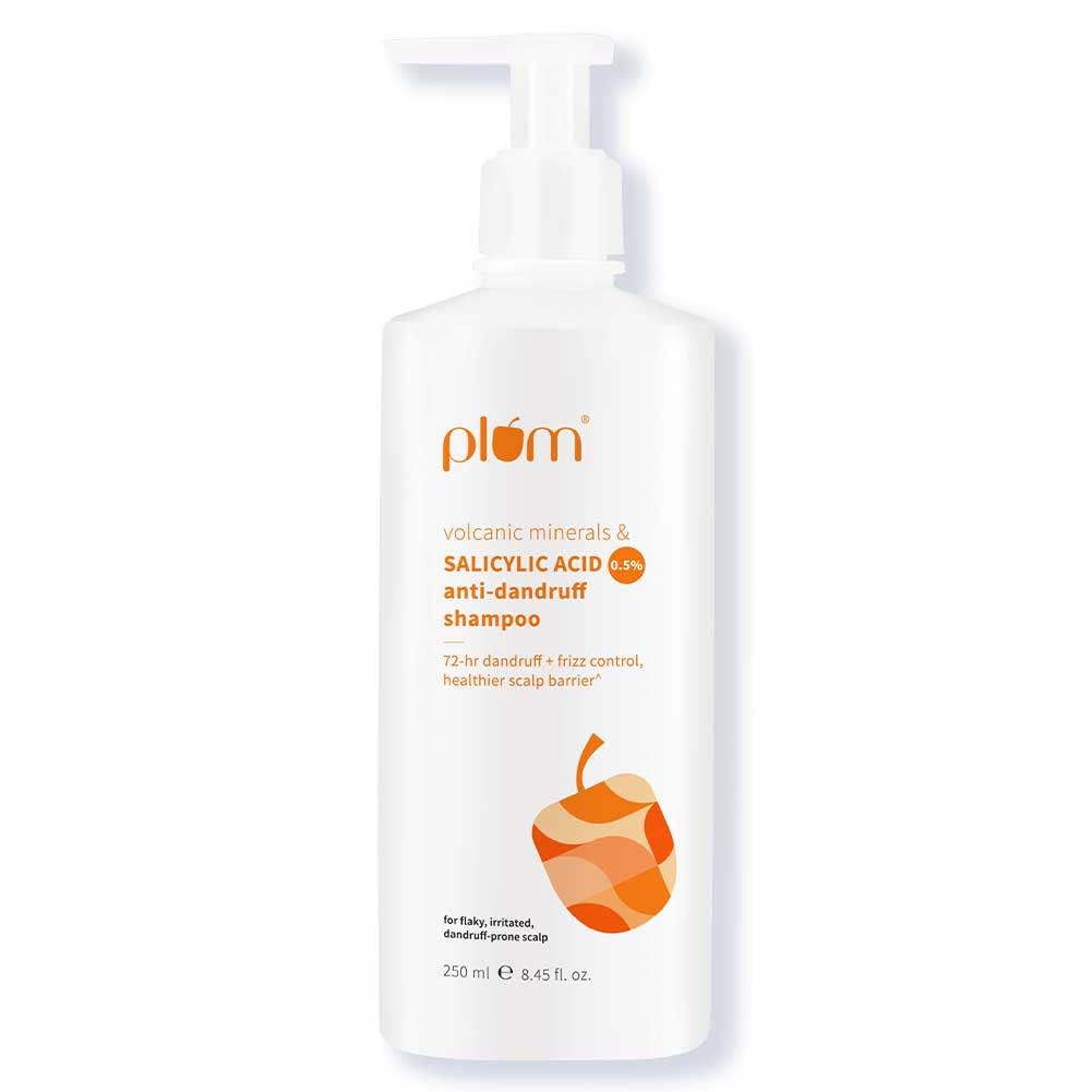 Plum Anti-Dandruff Shampoo With Volcanic Minerals & 0.5% Salicylic Acid|72-Hr Dandruff & Frizz Control|Maintains Healthy Scalp Barrier|Gently Exfoliates & Clarifies|Prevents Rough,Dry Hair|250Ml