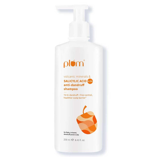 Plum Anti-Dandruff Shampoo With Volcanic Minerals & 0.5% Salicylic Acid|72-Hr Dandruff & Frizz Control|Maintains Healthy Scalp Barrier|Gently Exfoliates & Clarifies|Prevents Rough,Dry Hair|250Ml