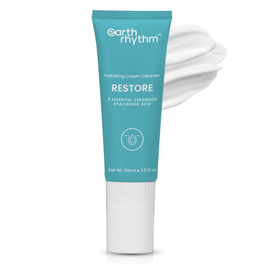 Earth Rhythm Restore Face Wash with Ceramide & Hyaluronic acid | Hydrates Skin, Clean Dirt & Makeup | for Dry Skin & Sensitive Skin | Men & Women - 100gm