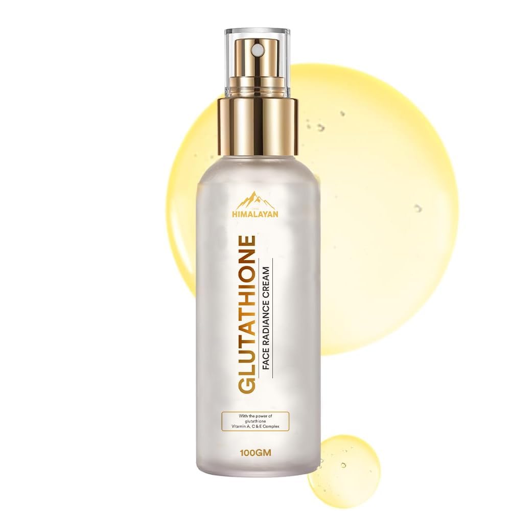 Glutathione face radiance cream bottle with gold cap on a white background