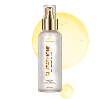 Glutathione face radiance cream bottle with gold cap on a white background