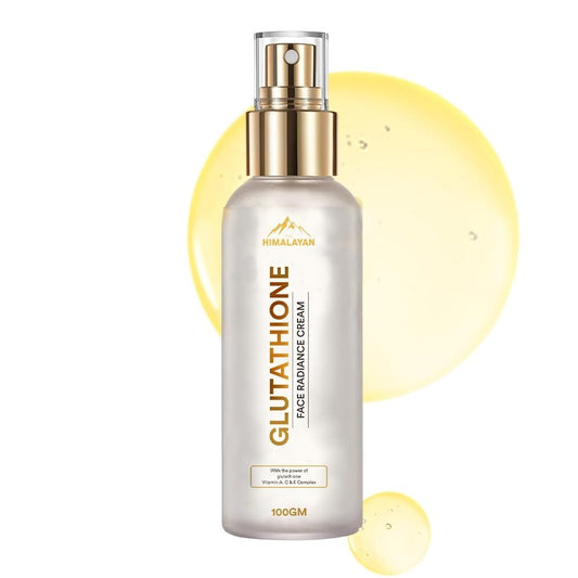 Glutathione face radiance cream bottle with gold cap on a white background