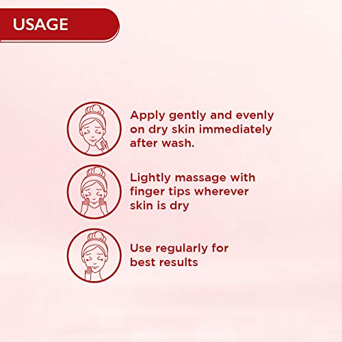 Usage instructions for a skincare product on a pink background