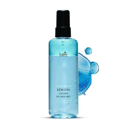 LADOR Keratin Layered Oil Hair Mist (130ml) Korean Keratin Layered Perfume Oil Mist for Heat & Color Protection | Deeply Conditions, Promotes Soft Shiny Hair, Prevents Damage