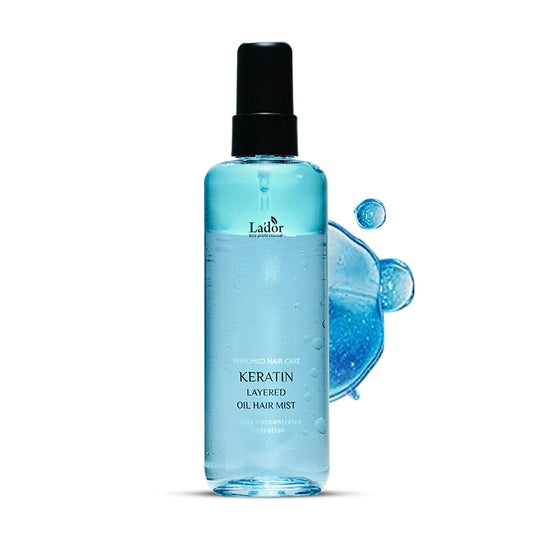 LADOR Keratin Layered Oil Hair Mist (130ml) Korean Keratin Layered Perfume Oil Mist for Heat & Color Protection | Deeply Conditions, Promotes Soft Shiny Hair, Prevents Damage