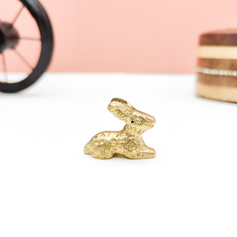 Brass Animal RABIT Sculpture Statue Handcrafted Decorative Showpiece Idol for Home, Office Decor (Size : 3cm | Weight : 26gm Approxe)