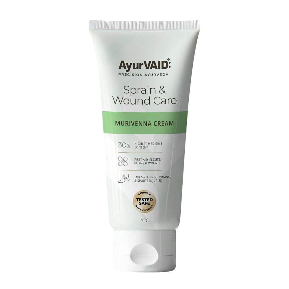 Murivenna Cream 50g | First & Only TESTED SAFE for Heavy Metals & Microbial Load | Ayurveda First-Aid Cream for Cuts, Burns & Sprains | 30% Highest Medicine Content | With Aloe & Moringa