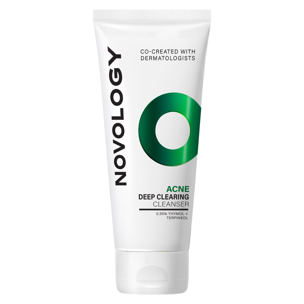 Novology Acne Deep Clearing Cleanser tube on a white background