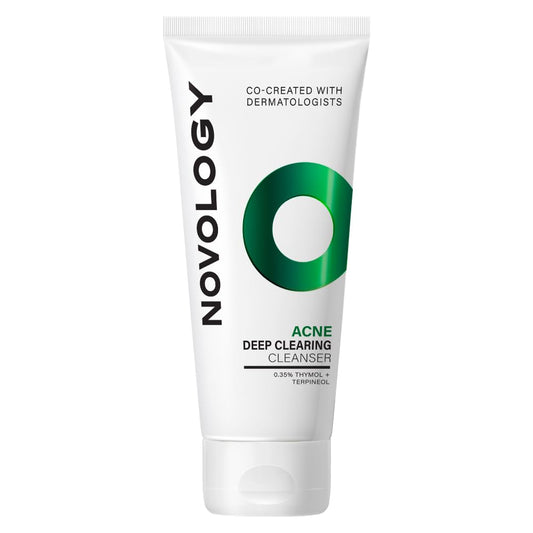 Novology Acne Deep Clearing Cleanser tube on a white background