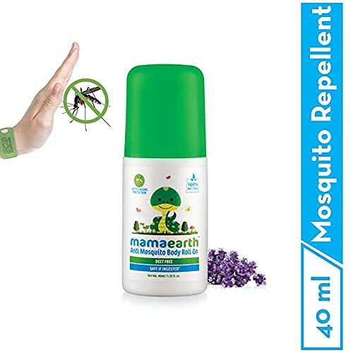 Mamaearth Natural Anti Mosquito Body Roll On for Indoor & Outdoor use, Mosquito Repellent, DEET Free, Protects from Dengue, Malaria & Chikungunya,Safe for babies-40ml