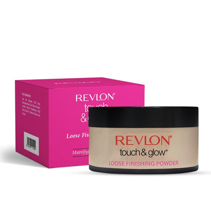 REVLON Touch & Glow Loose Finishing Powder Medium Shade | Long Lasting Matte Setting Powder for Medium & Wheatish Skin