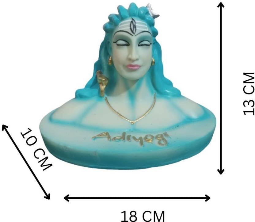 Adiyogi Shiva Statue for Car Dashboard/Adiyogi Idol for Home & Office Dcor Decorative Showpiece - 13 cm (Polyresin, Blue)