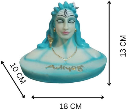 Adiyogi Shiva Statue for Car Dashboard/Adiyogi Idol for Home & Office Dcor Decorative Showpiece - 13 cm (Polyresin, Blue)