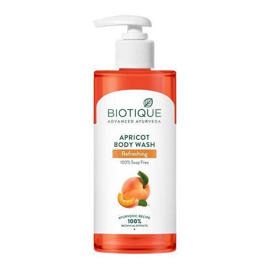 Biotique Apricot Body Wash bottle on a white background