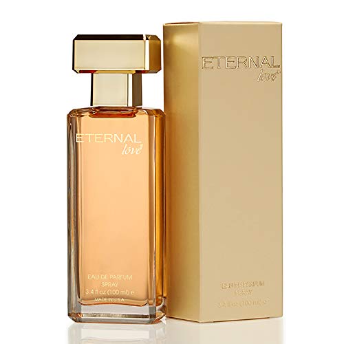 Perfume bottle and packaging of 'Eternal Love' on a white background