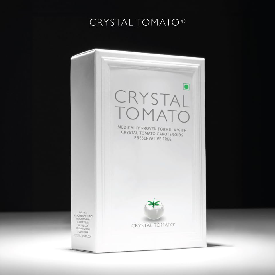 Crystal Tomato Supplement Colourless Carotenoids, L-Cysteine Enriched, Brightens Skin Tone, Reduces Pigmentation