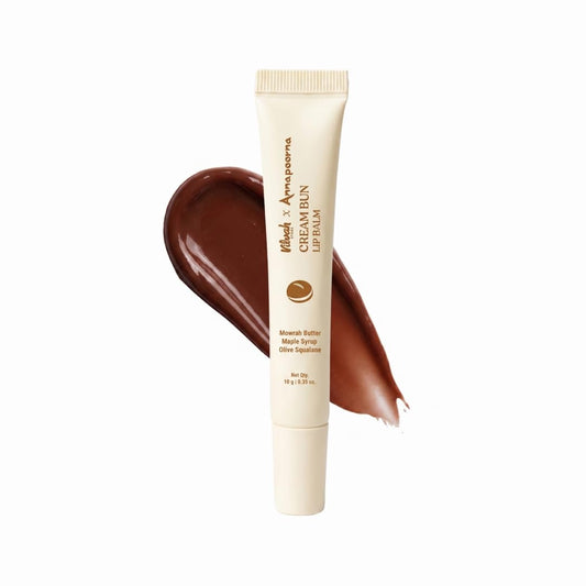 Vilvah Cream Bun Lip Balm | Hydrating & Nourishing Lip Balm for Dry, Chapped Lips | Soft Brown Tint with Mowrah Butter, Maple Syrup & Olive Squalane | Heals, Moisturizes & Evens Lip Pigmentation | 10 g