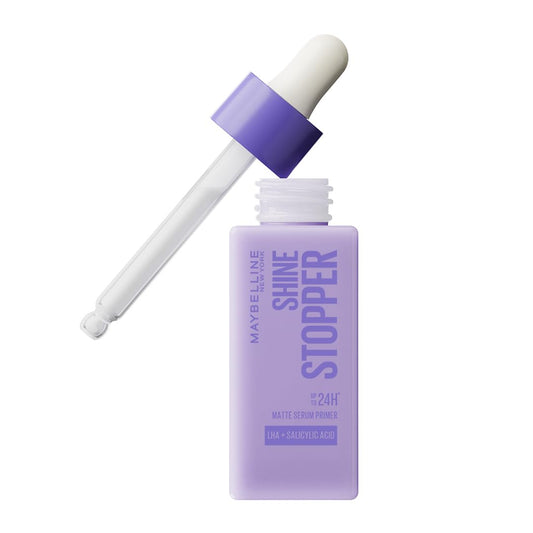 Maybelline New York Shine Stopper Primer | 3-in-1 Serum Primer for Oily Skin to Prime, Mattify, Hydrate with LHA & Salicylic Acid