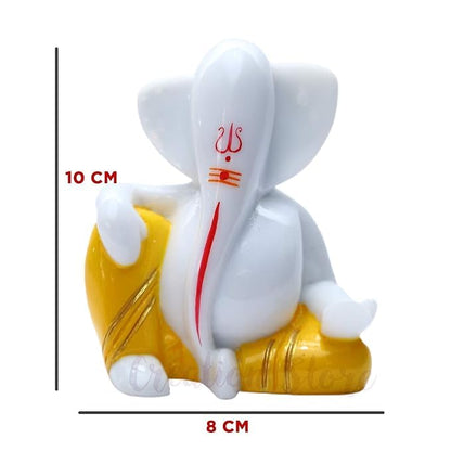 Bal Ganesha Idol, Small Ganesh Murti for Home Temple, White Gold Ganpati Bappa Statue, Baby Ganesha Showpiece for Pooja Room, Home Decor, Diwali Gift