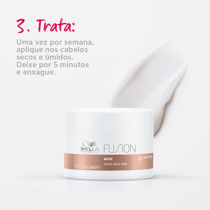 Wella Fusion hair mask jar with text on a white background