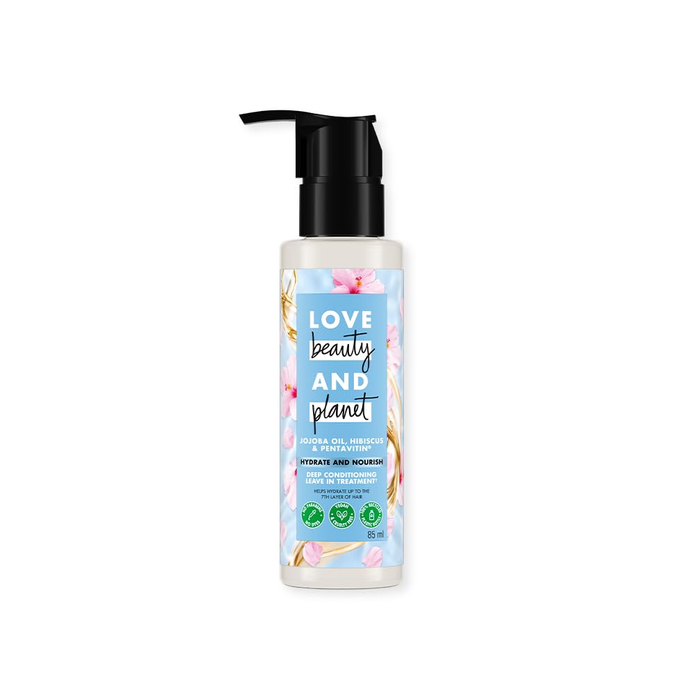 Bottle of Love Beauty and Planet hair product on a white background