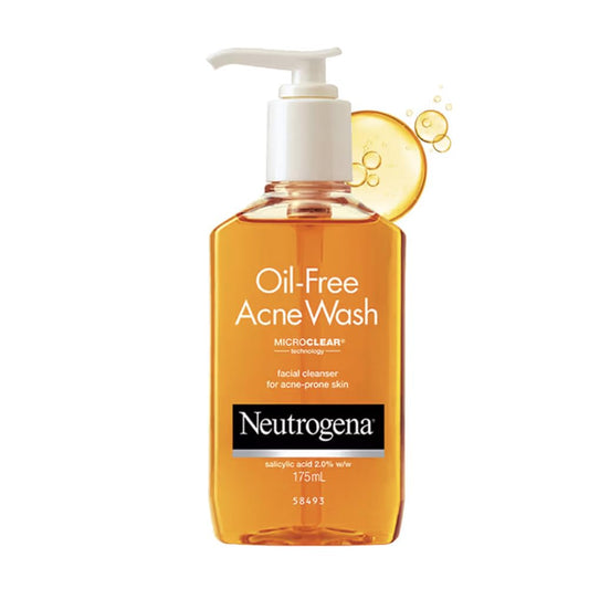 Neutrogena Oil-Free Acne Wash bottle on a white background