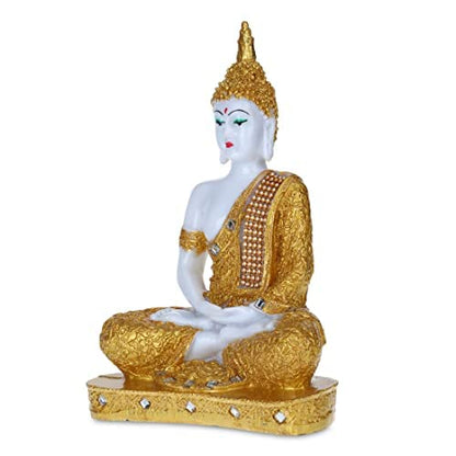 Polyresin Sitting Buddha Idol Handcrafted Statue Showpiece for HomeDecor,Living Room Decoration Gift Items