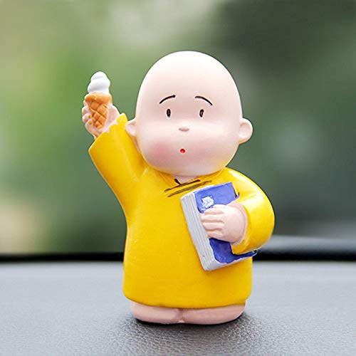 Resin Baby Monk Buddha Set of 3 - Showpiece for Car Dashboard, Table Desktop, Living Room, Home Decor Items (Small, Multicolour)