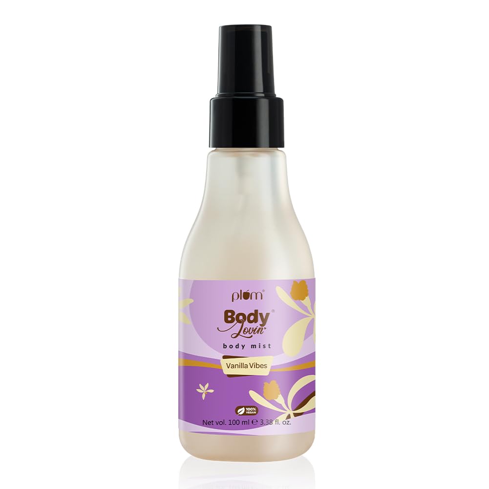 Plum Bodylovin' Vanilla Vibes Body Mist for Women | Long Lasting Vanilla Fragrance with Warm & Cozy Vanila Scent | High on Fun | Travel Friendly Perfume Body Spray - 100ml