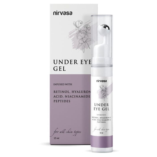 Nirvasa Under Eye Gel Cream with Roll-On (15ml) | With Hyaluronic Acid, Peptides & More | Reduces Dark Circles, Puffiness & Fine Lines | Restores Moisture & Firms Skin | For All Skin Types