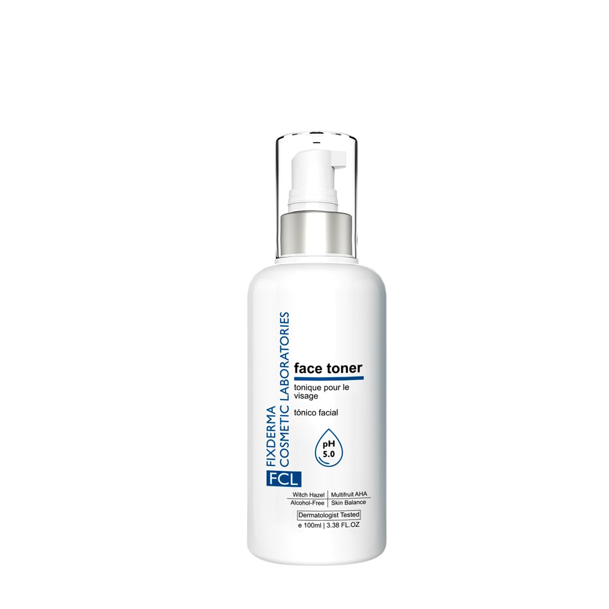 FCL Face Toner, minimizes enlarged pores, exfoliates impurities, refreshes the skin, reduces inflammation, controls oil production, imparts glowing skin, suitable for all skin types, 100ml