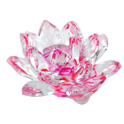 Crystal Lotus Flower fengshui Good Luck Items (8 x 8 x 6.6 cm, Pink)