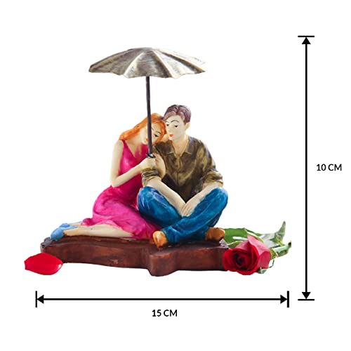 Decorative Mushy Umbrella Polyresin Couple Showpiece Figurine Valentine's Gift for Girlfriend, Boyfriend, Husband/Wife, Multi Colour, Pack of 1