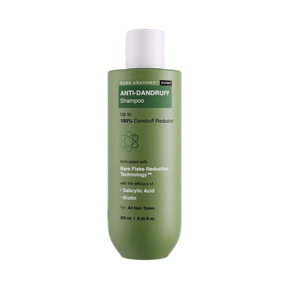 Bare Anatomy Anti-Dandruff Shampoo | Up To 100% Dandruff Reduction | ZPTO-Free | pH 5.3 | Salicylic Acid, Piroctone Olamine, Biotin & Menthol | Non-Drying Formula | Suitable for Men & Women | 250 ml