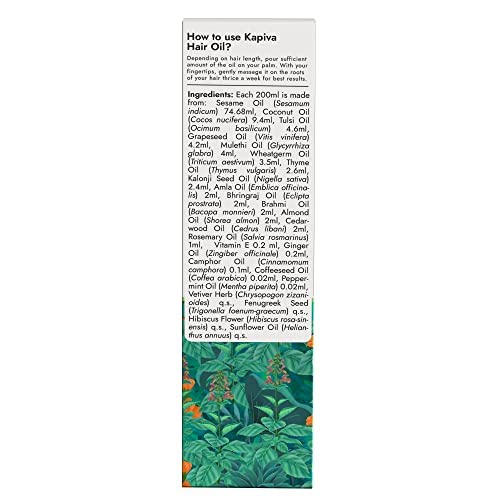 Kapiva Tulsi Anti-Hair Fall Oil for Unisex Adult (200 ml) Visible Results in 2 Months 100% Ayurvedic With Tulsi-Based Actives