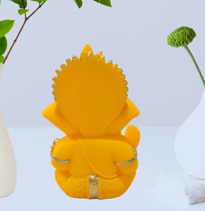 Handcrafted Poly Resin Ganesha Statue with Base - Perfect for Car Dashboard, Office Desk, Shelves, and Home Decor - Ideal Housewarming Gift! (MUKUTMANGOTERRACOTTA)